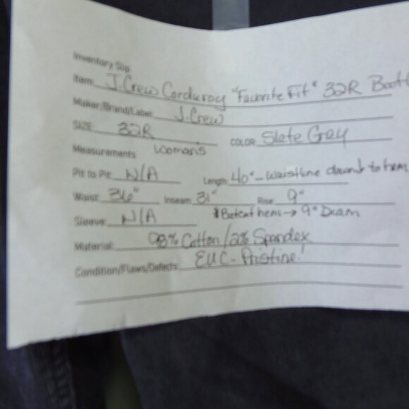 J Crew Gray "Favorite Fit" Corduroy Pants 32R VINTAGE Hipster Bootcut These sla - Picture 2 of 11